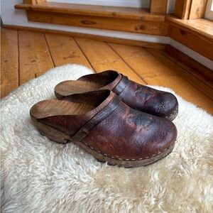 Vintage 70’s Handmade Leather and Wood Clogs